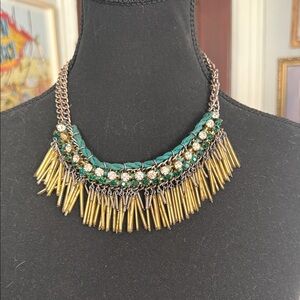 Elegant Gold and Green Statement Necklace